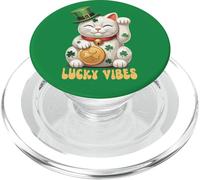 Gato japonés Chino de la Suerte Maneki Neko Día de San Patricio Suerte PopSockets PopGrip para MagSafe