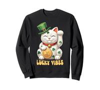 Gato japonés Chino de la Suerte Maneki Neko Día de San Patricio Suerte Sudadera