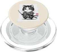 Gato japonés Gatito Samurai Kawaii Arte Mujeres Niñas Niños Hombres PopSockets PopGrip para MagSafe