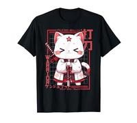 Gato Japonés Guerrero Neko Gato Samurai Camiseta