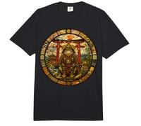 Gato japonés Samurai guardián Medieval vidriera Comfort Colors Adult Heavyweight T-Shirt