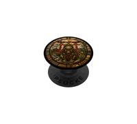 Gato japonés Samurai guardián Medieval vidriera PopSockets PopGrip Adhesivo