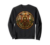 Gato japonés Samurai guardián Medieval vidriera Sudadera
