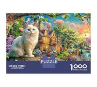 Gato Jardin Fantasy 1000pz | Desafiante Antiestrés | Conejo + Jardin Flores Mágicas |38x26cm | Regalos Familia | Adultos y Niños