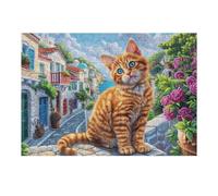 Gato Jengibre jardín de Flores Puzzle 300 Piezas Decoración De Sala Rompecabezas para Adultos 3D DIY Creativo Desafío Intelectual Juguete Educativo 300 PCS