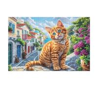 Gato Jengibre jardín de Flores Puzzles 1000 Piezas Juguete Educativo 3D Interactivo Rompecabezas Familiar para Toda La Familia Entretenimiento Creativo Decorativo 1000 PCS