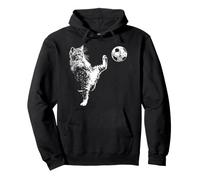 Gato Jugando Pelota de fútbol Divertido Gatito fútbol Patada Amante del Gato Sudadera con Capucha