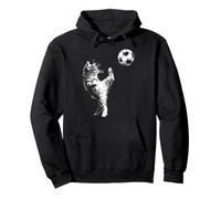 Gato Jugando Pelota de fútbol Divertido Gatito Patada de fútbol Sudadera con Capucha