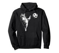 Gato Jugando Pelota de fútbol Divertido Gatito Patada de fútbol Sudadera con Capucha