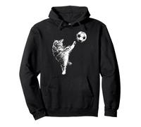 Gato Jugando Pelota de fútbol Divertido Gatito Patada de fútbol Sudadera con Capucha