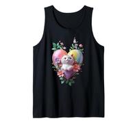 Gato juguetón con corazón de Dibujos Animados Divertido diseño Unisex para Camiseta Camiseta sin Mangas