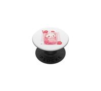 Gato Kawaii Chibi salpicando en Leche de Fresa Dulce Arte Lindo PopSockets PopGrip Adhesivo