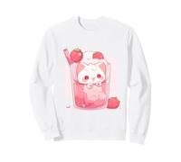 Gato Kawaii Chibi salpicando en Leche de Fresa Dulce Arte Lindo Sudadera