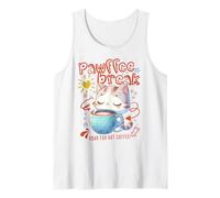 Gato Kawaii con café, Bonito diseño de cafeína y felino Camiseta sin Mangas