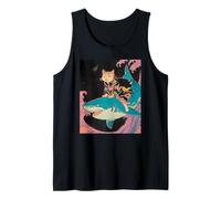 Gato Kawaii con Kimono con Tiburón Camiseta sin Mangas