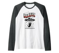 Gato Kawaii Creer Alien Espacio OVNI Amante Secuestro Mi Selfie Camiseta Manga Raglan