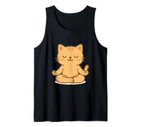 Gato Kawaii de Yoga. Lindo Gato en Pose de meditación. Camiseta sin Mangas