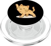 Gato Kawaii estirando. Lindo Gato Antes del Entrenamiento. PopSockets PopGrip para MagSafe