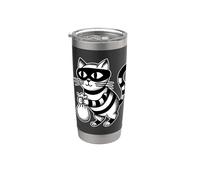 Gato Ladrón Gatito Gatito Moneybag Blackwork Vaso térmico de acero inoxidable de doble pared
