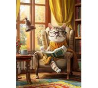 Gato Lector Puzzle 500 Piezas Adultos, Rompecabezas DIY Entretenimiento para Adultos, Puzzles Pasatiempo Creativo, Juguete Educativo, Descompresión Regalo