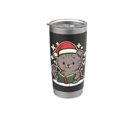 Gato lee libro en Navidad Vaso térmico de acero inoxidable de doble pared