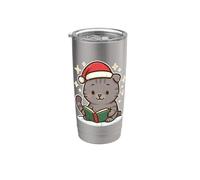Gato lee libro en Navidad Vaso térmico de acero inoxidable de doble pared