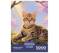 Gato Leopardo 1000 Piece Puzzle Games for Adults with Extra Fun Challenges Jigsaw Puzzle Animaleses Home Decoration for Boys and Girls 38x26cm/1000pcs