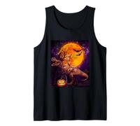 Gato Librar Bruja Trex Dinosaurio Luna Calabaza Gracioso Camiseta sin Mangas