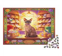Gato Librería Puzzle de 1000 Piezas Papel para Adultos Escena Tienda Mágica Relajante Familiar Regalo 70x50cm/1000pcs