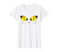 Gato Lindo Cara Grandes Ojos Amarillos Halloween Divertido Camiseta gráfica económica