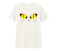 Gato Lindo Cara Grandes Ojos Amarillos Halloween Divertido Camiseta Premium