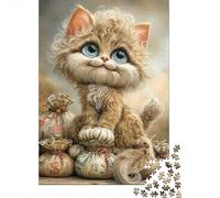 Gato Lindo con Dinero Puzzle De 1000 Piezas Puzzle Arte Entretenimiento Creativo para Adultos Y Niños Mayores 52x38cm/1000pcs
