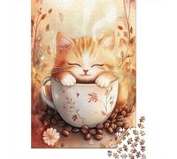 Gato Lindo en Taza 1000 Piezas Adultos Puzzle Niños Regalo DecoracióN Familiar Juego Desafiante 52x38cm/1000pcs