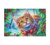 Gato Lindo Entre Flores densas Puzzle 1000 Piezas Cartón Resistente Flora Meadow Leaf Rompecabezas Familiar para Toda La Familia Juguete Educativo 3D Maquetas Construir 1000 PCS