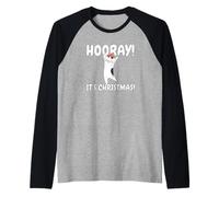 Gato Lindo Gatito Navidad Xmas Hooray It's Christmas Camiseta Manga Raglan