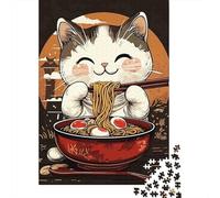 Gato Lindo Que Come Fideos 1000 Piezas Adultos Puzzle Niños Regalo DecoracióN Familiar Creativo Regalo 52x38cm/1000pcs