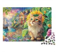 Gato Lindo Rompecabezas 1000 Piezas Puzzle Clásico Juegos Educativos Bella Decoración Puzzle Desafiante León Floral Puzzle Colorido Actividad Divertida para Casa 100% Cartón Reciclado 70x50cm/1000pz