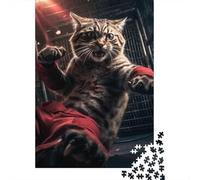Gato Luchador Ilustración Dinámica Puzzle de 1000 Piezas Papel para Adultos Juego de Puzzle 1000 Piezas Relajación Decoración Familiar Regalo 70x50cm/1000pcs