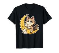 Gato Luna con Pequeño Fantasma Camiseta