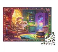 Gato Mágico Puzzle para Adultos Puzzle de 1000 Piezas Habitación de Mago Colorida Papel Relajación Familia Decoración 52x38cm/1000pcs