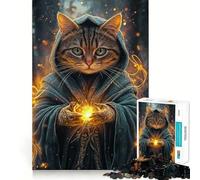 Gato Mago con Adolescentes mágicos,Rompecabezas de 1000 Piezas,Divertido Juego de Memoria,componentes Resistentes y de fácil manejo,portátil y fácil de Transportar (38x52cm)
