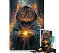 Gato Mago con Rompecabezas mágicos para Adultos,1000 Piezas,estimulación Mental,Juego de Corte preciso,alineación, Actividad para Fortalecer los Lazos Familiares (50x75cm)