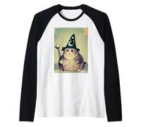 Gato Mago con Sombrero de Mago Camiseta Manga Raglan