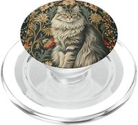 Gato Maine Coon Vintage Estilo William Morris PopSockets PopGrip para MagSafe