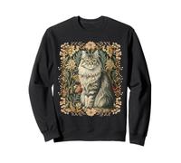 Gato Maine Coon Vintage Estilo William Morris Sudadera