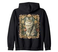 Gato Maine Coon Vintage Estilo William Morris Sudadera con Capucha
