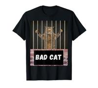 Gato Malo Gato detrás de Las rejas Divertida Cita sarcástica Diciendo fo Camiseta gráfica económica