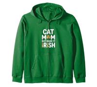 Gato Mamá Pero Hazlo Humor Trébol Irlandés Sudadera con Capucha