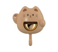 (Gato Marrón) Lindo Timbre Magnético de Latón con Gancho de Gato de la Suerte, Carillón de Viento, Decoración
