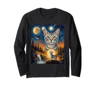 Gato MAU Egipcio Aullando a la Luna Manga Larga